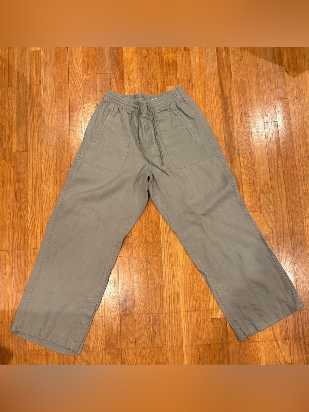 Athleta Retreat Linen High Rise Wide Leg Pant in Cacti, Size Medium